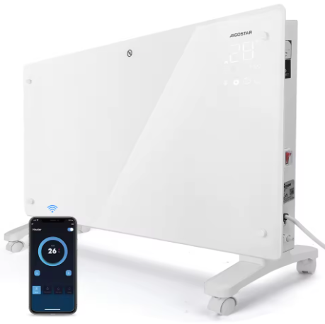 Chauffage Électrique Verre Design – Convection Silencieuse, App WiFi & Température Réglable