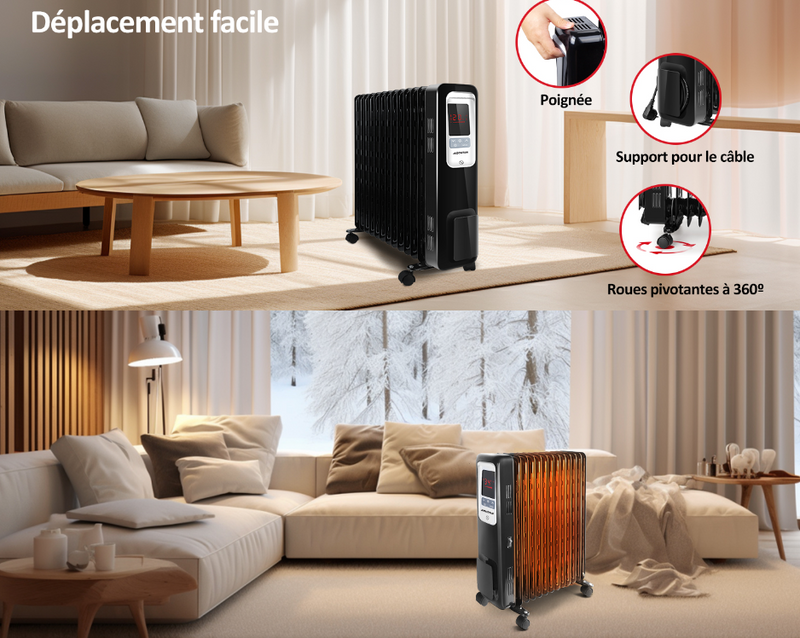 Radiateur à Huile 2500W Aigostar Oil Monster – 13 Ailerons, LCD, 4 Modes Chauffage & Thermostat Éco