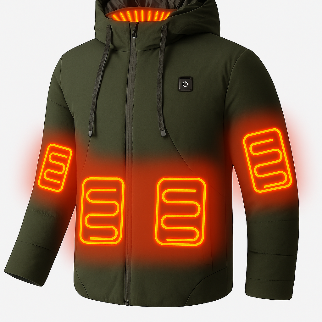 Veste Chauffante Intelligente Homme avec 11 Zones de Chauffage, Double Commande et 3 Niveaux de Température – Idéale pour l’Automne et l’Hiver